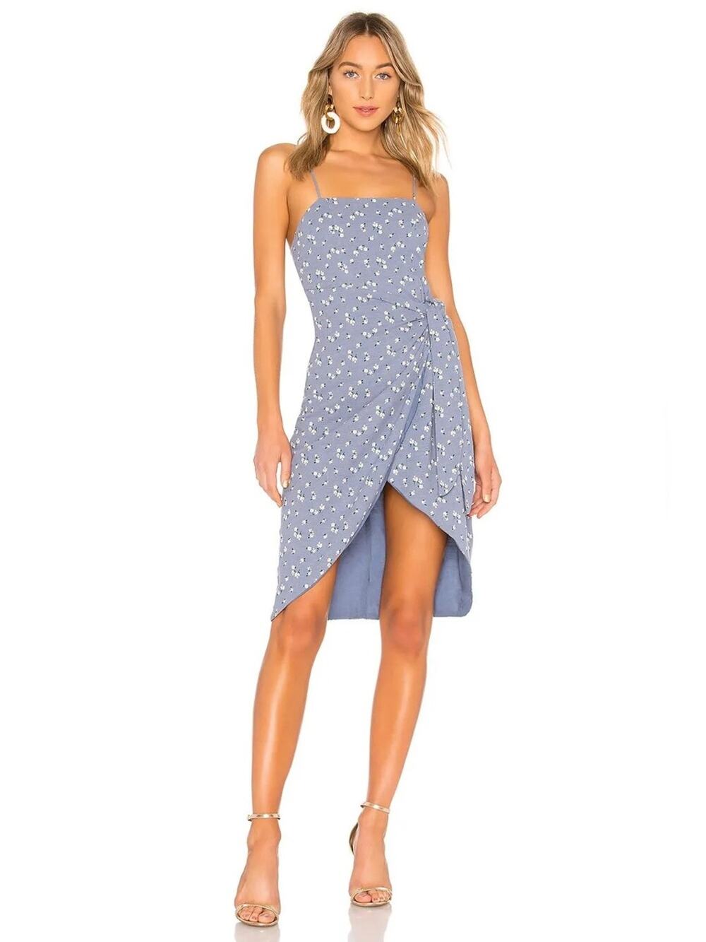 Majorelle Blue Ditsy Floral Wrap Dress